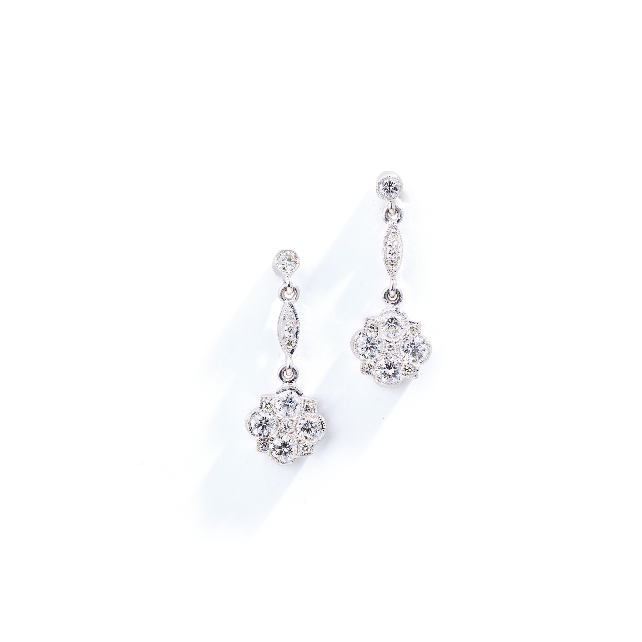A pair of diamond earrings