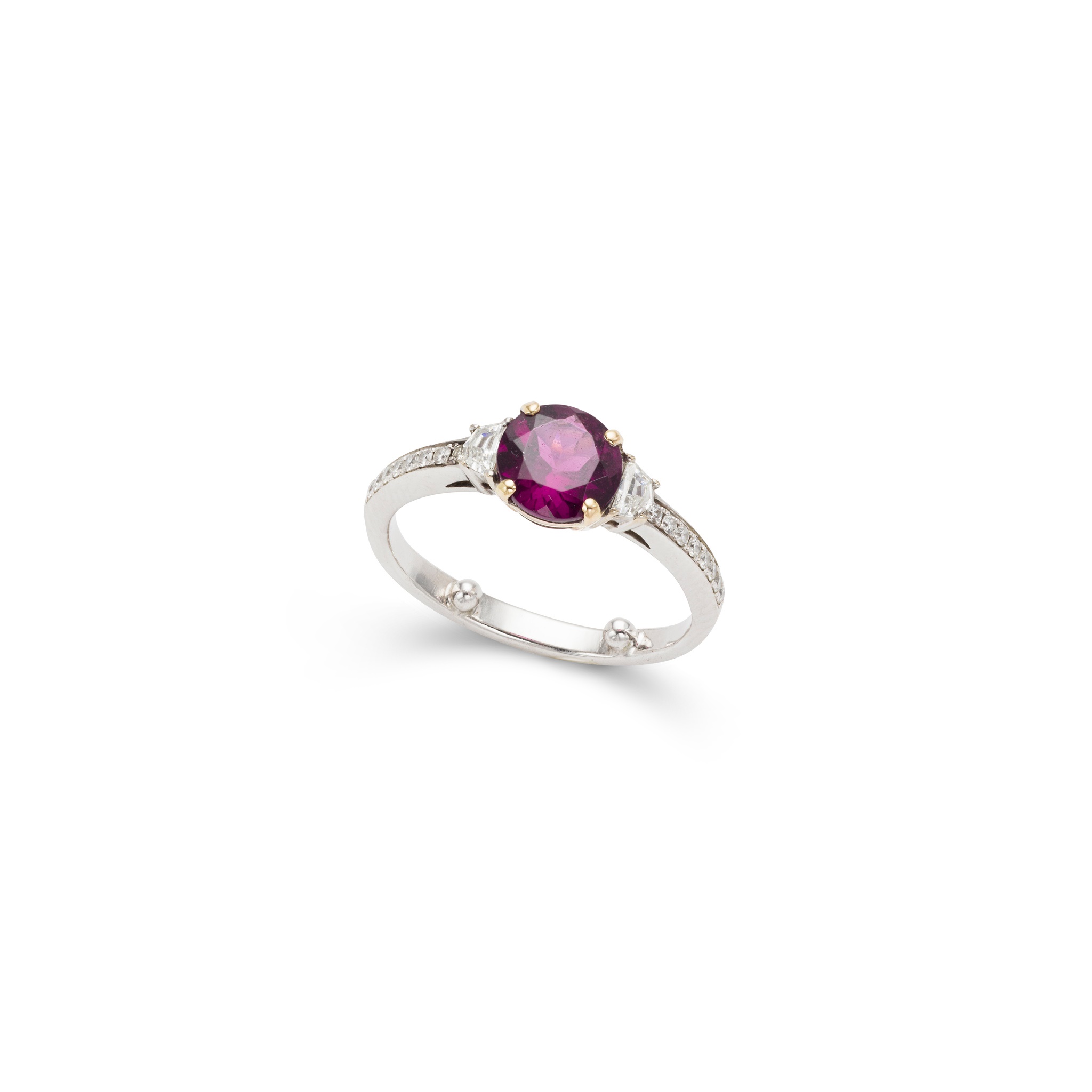 A rhodolite garnet and diamond ring