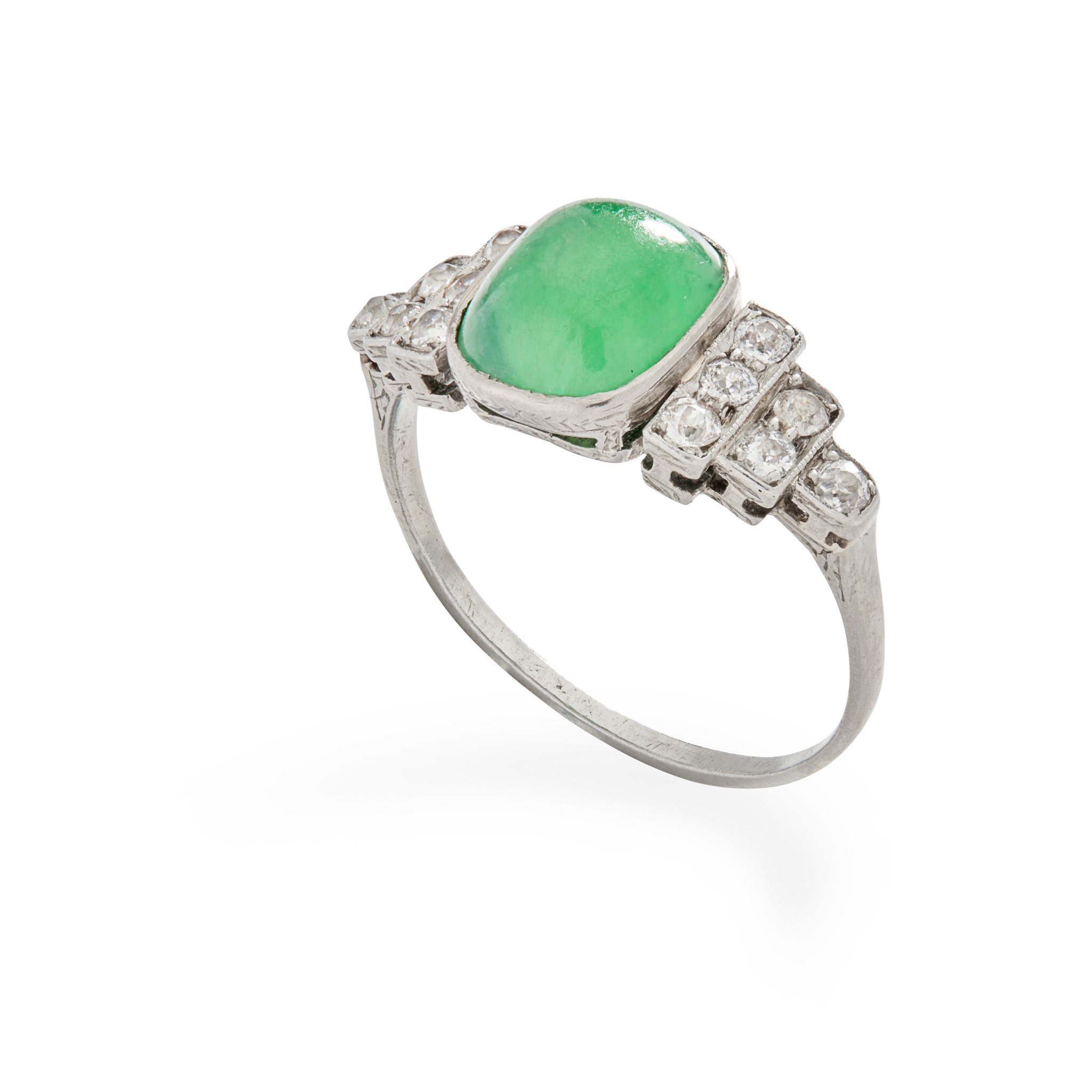 A 1930s jade and diamond ring