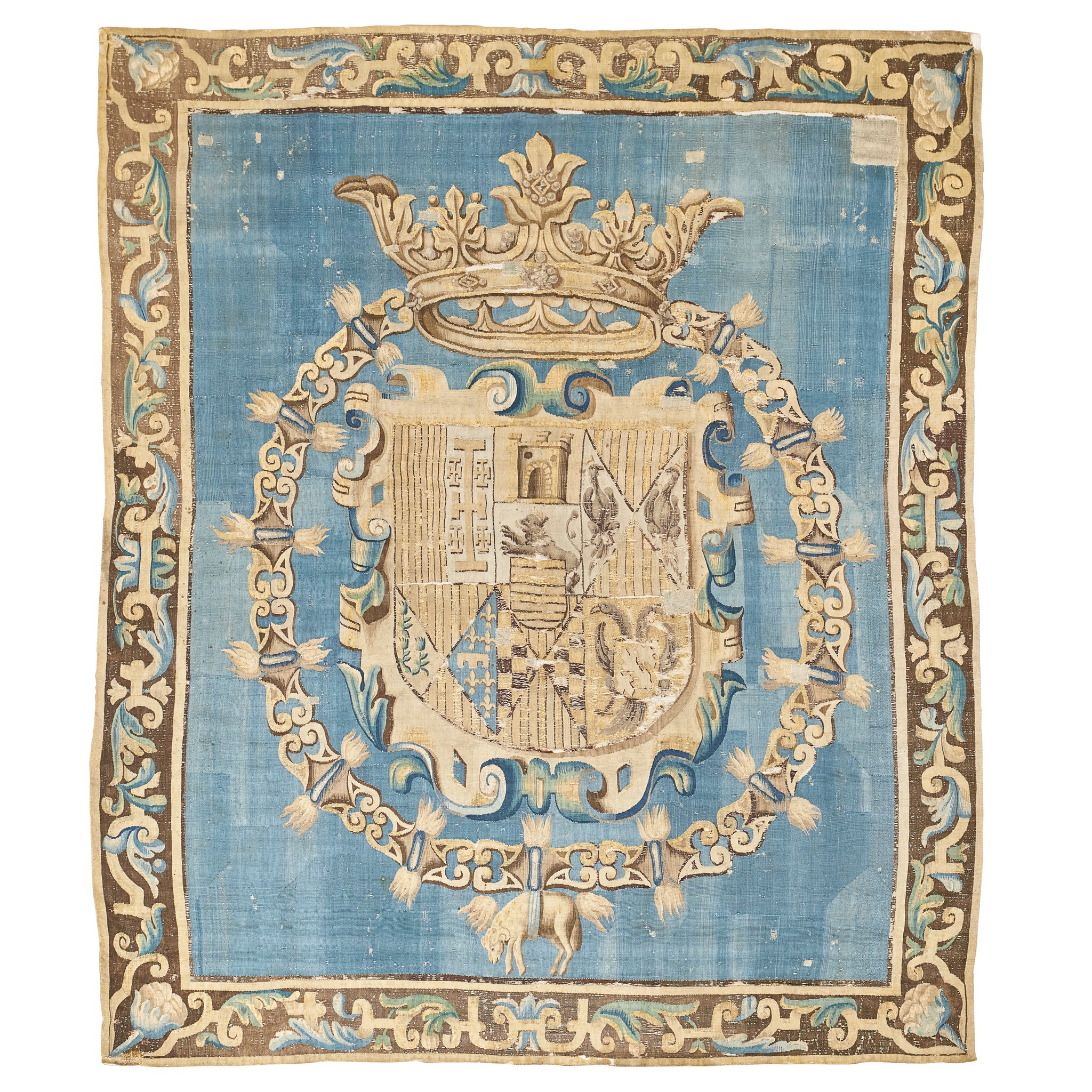 SPANISH ARMORIAL TAPESTRY, BEARING THE ARMS OF DON DIEGO FERNANDEZ DE CORDOVA, THIRD MARQUIS OF COMARES