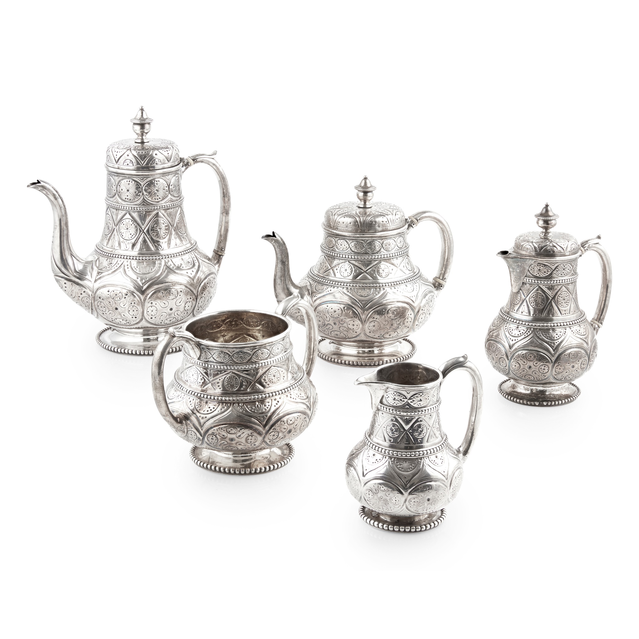 A Victorian matched five-piece tea and coffee service