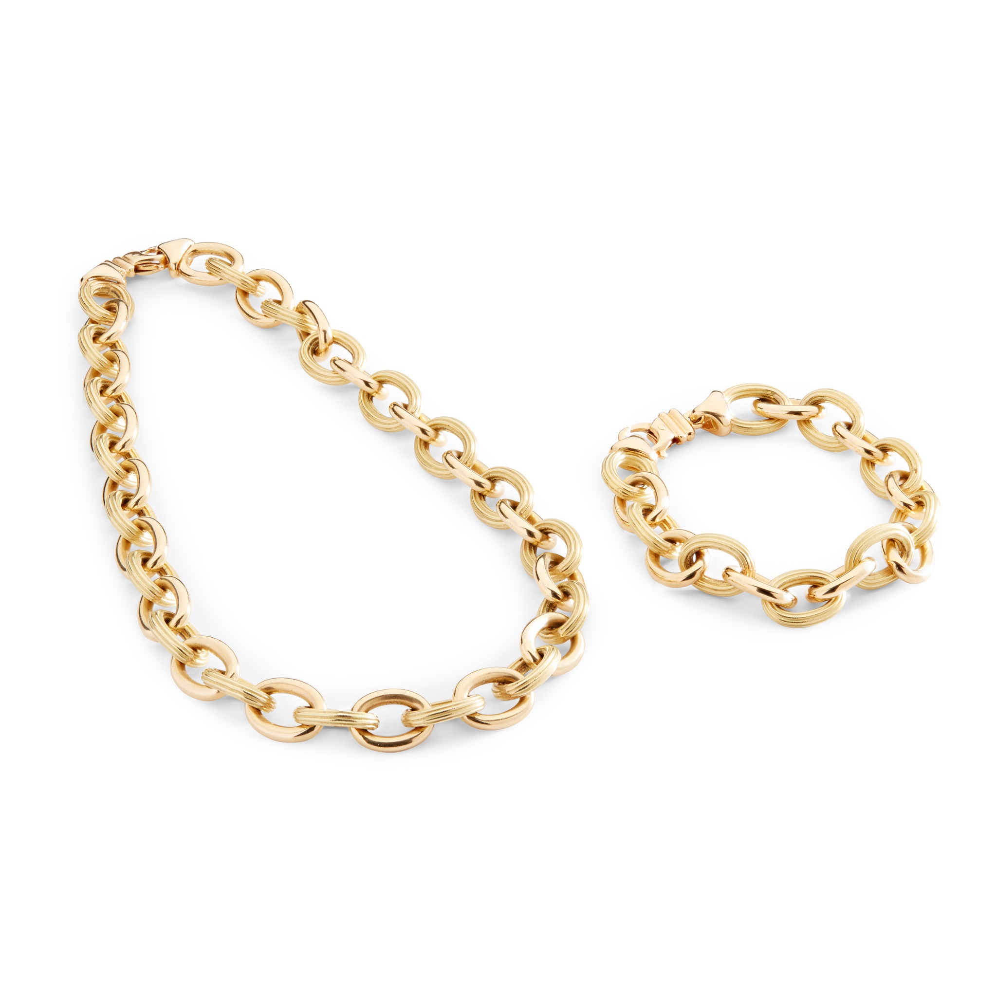 An 18ct gold necklace and bracelet, by Boodle & Dunthorne