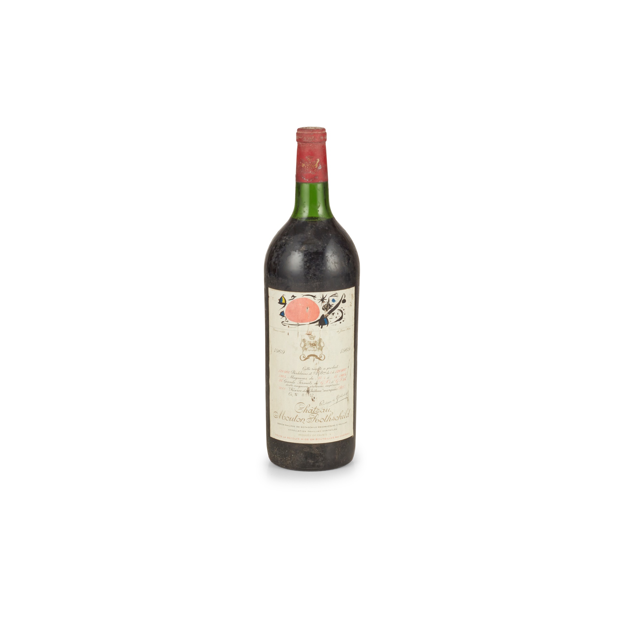 A magnum of Bordeaux wine