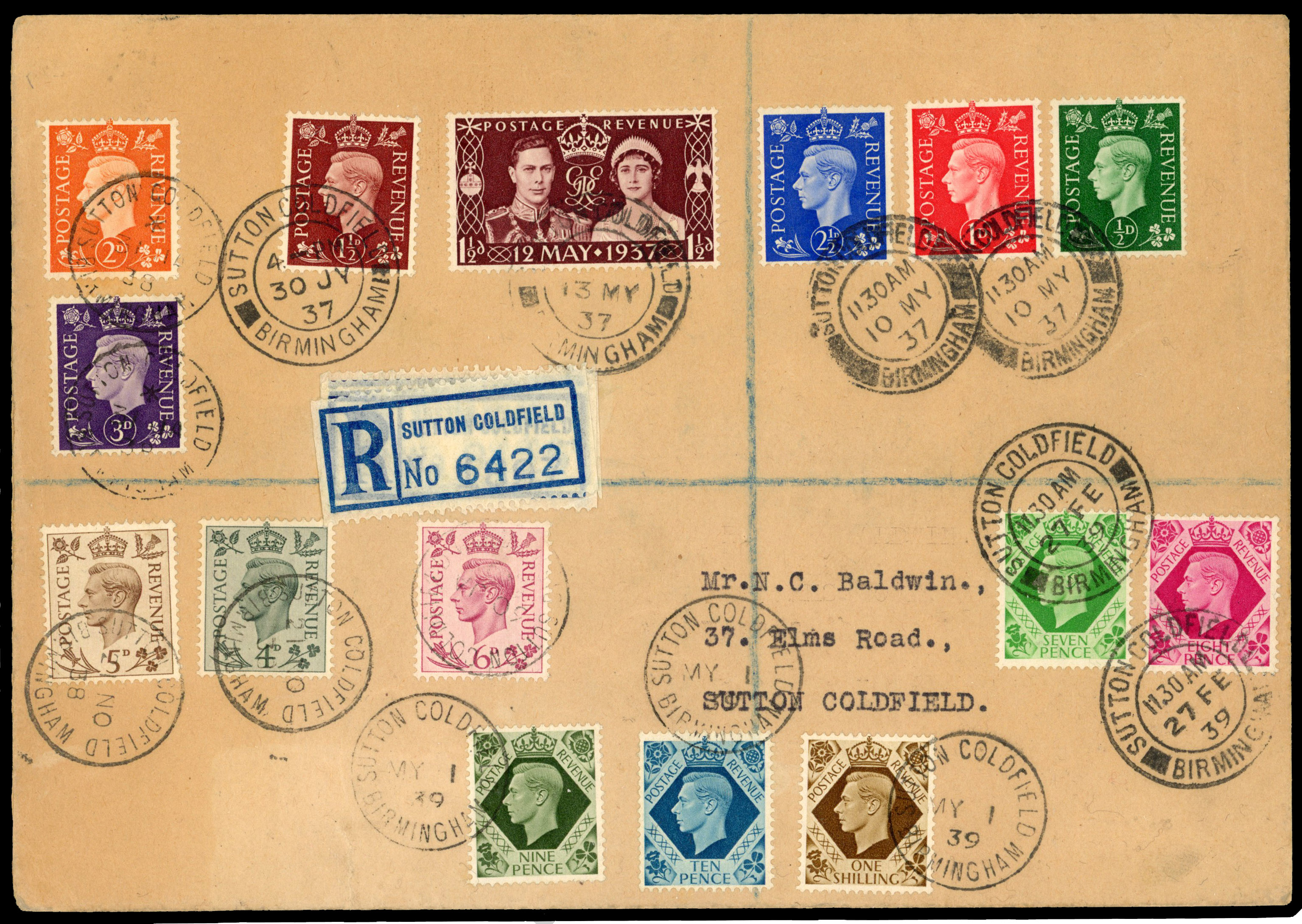 1937-39 1½d Coronation & ½d-1s Definitives (Dark colours). Superb set of fourteen FDC