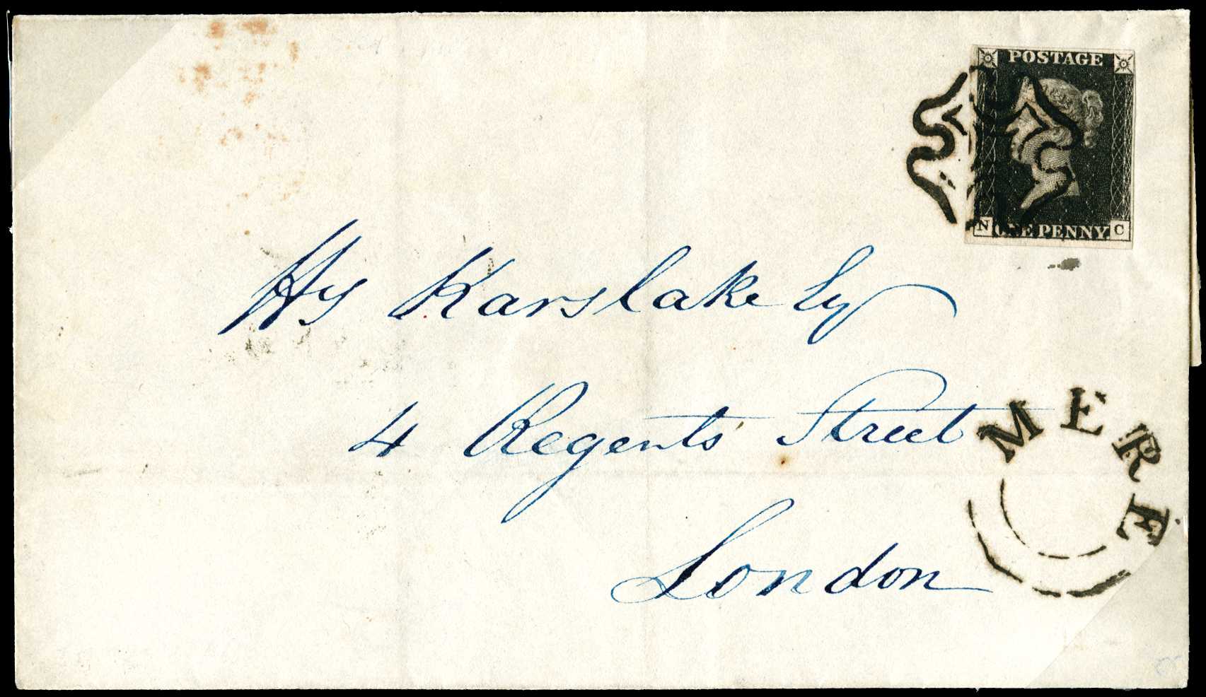1840 1d Black Pl.10. very fine used close...