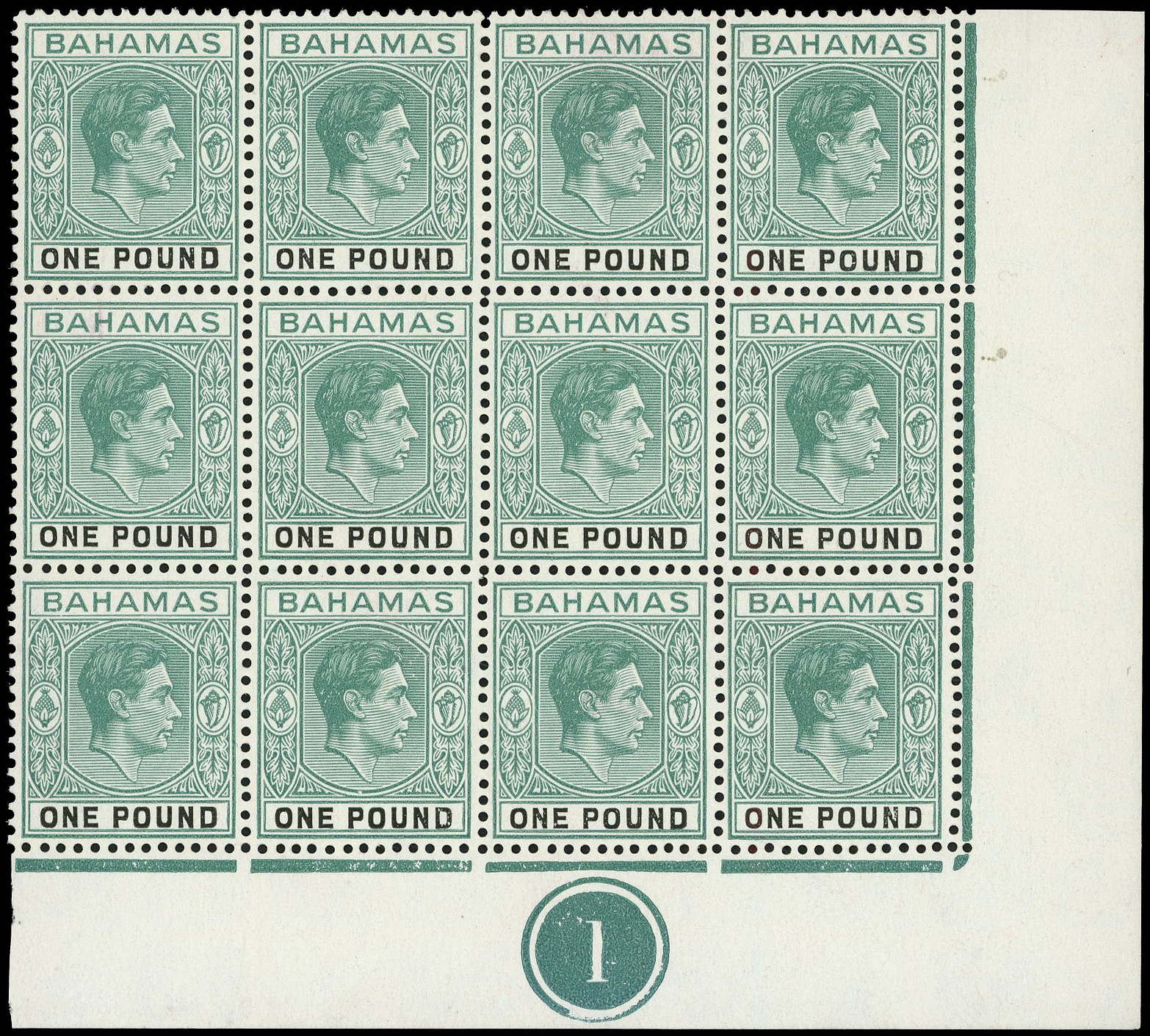 Bahamas SG 157a Plate block mint