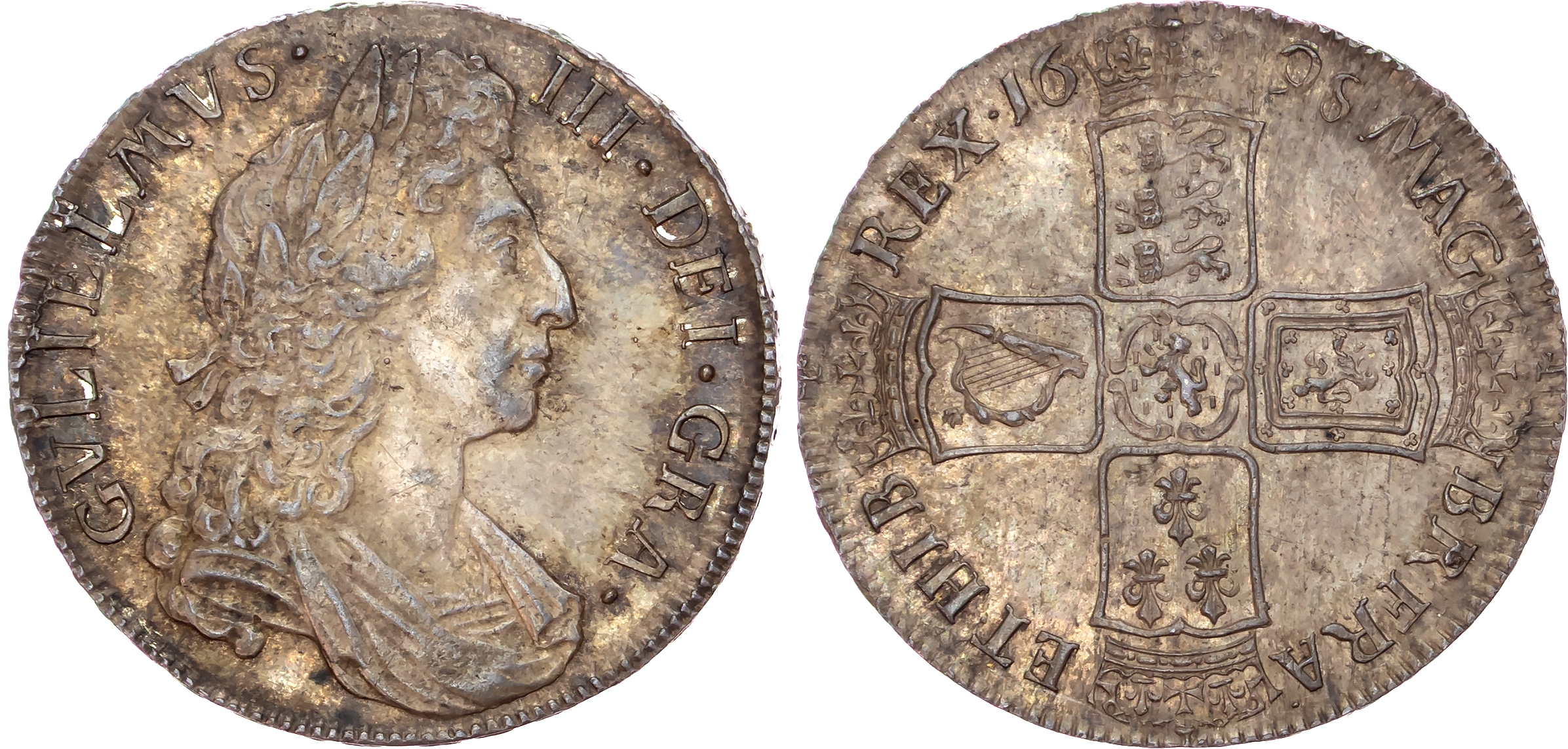 William III (1694-1702), AR Halfcrown, 1698, DECIMO, modified large shields.