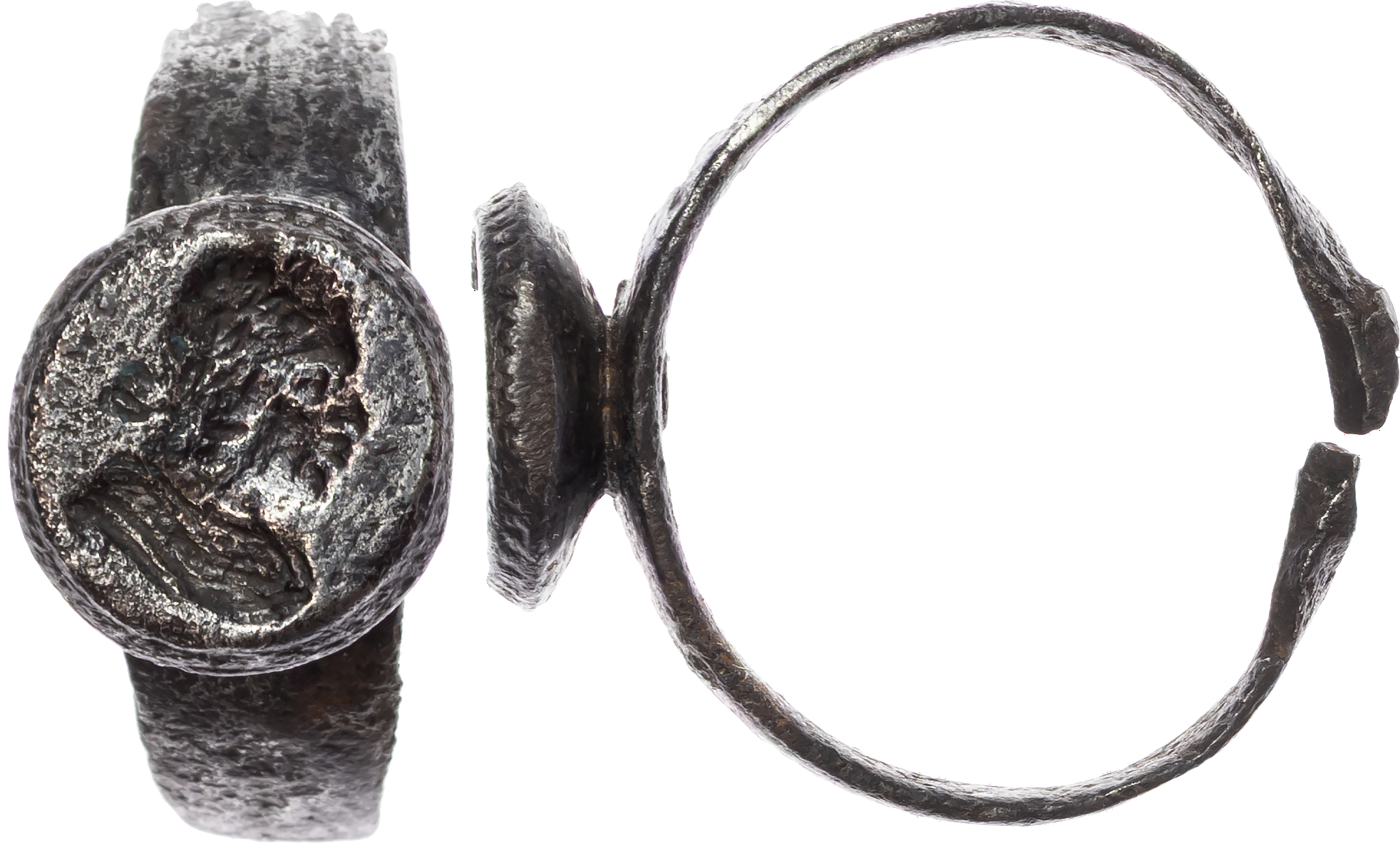 Charles I, crude iron signet-ring probably worn by a Royalist supporter in the 1640s