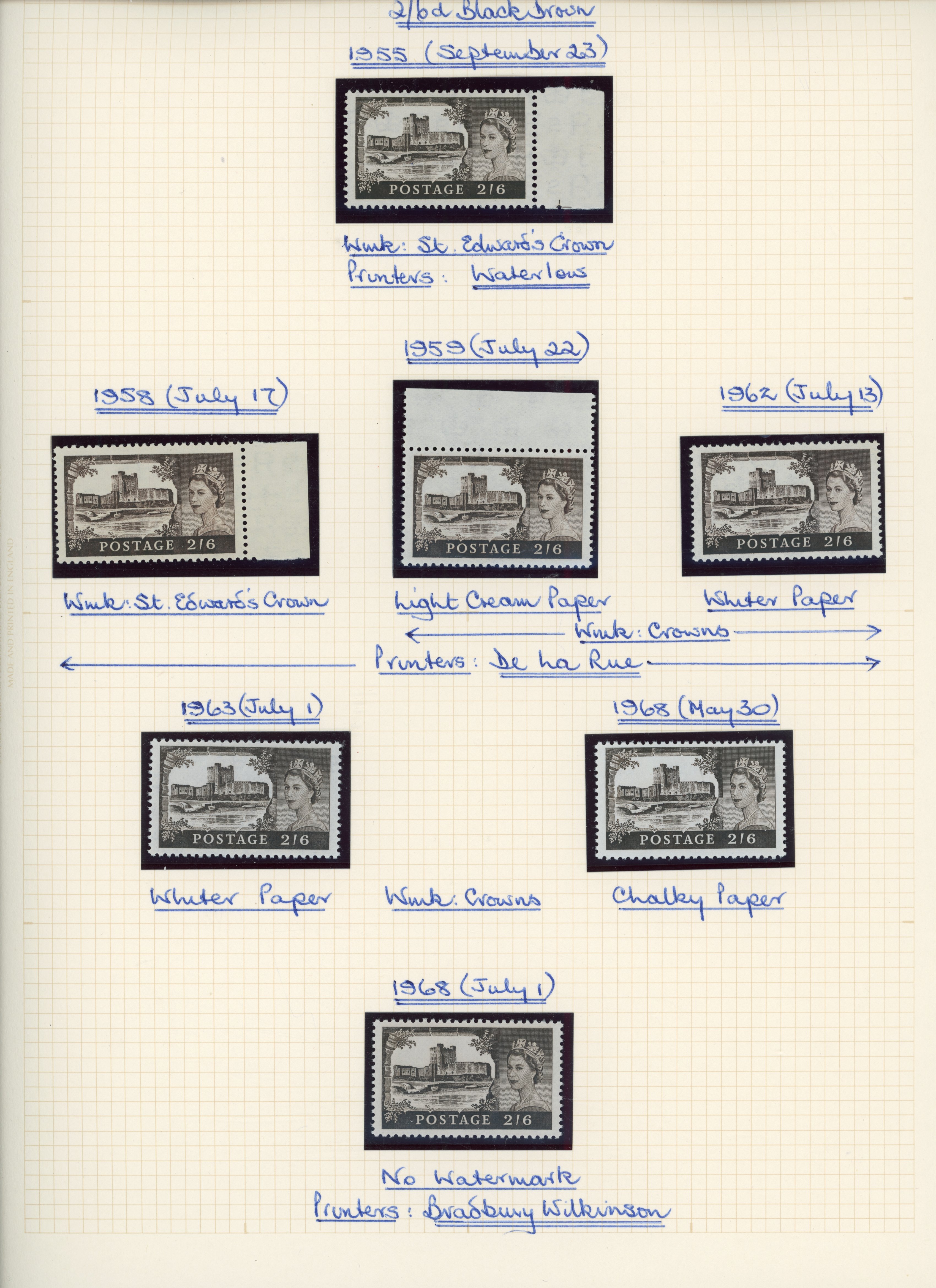 GB: 1955-68 Castle high values complete unmounted mint selection neatly written-up on SG Philatelic album leaves