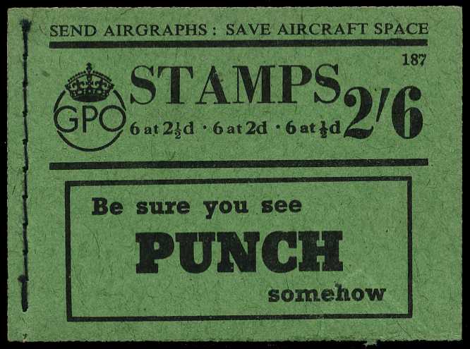 1943 (April) 2/6d booklet (#187), ½d pane...