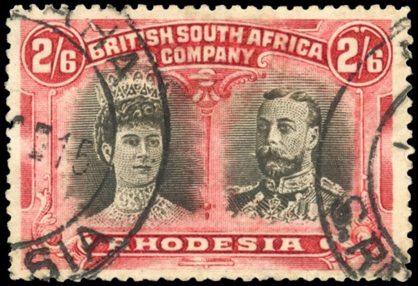 Rhodesia RSC A 1910 2s6d grey-black and carmine-red used