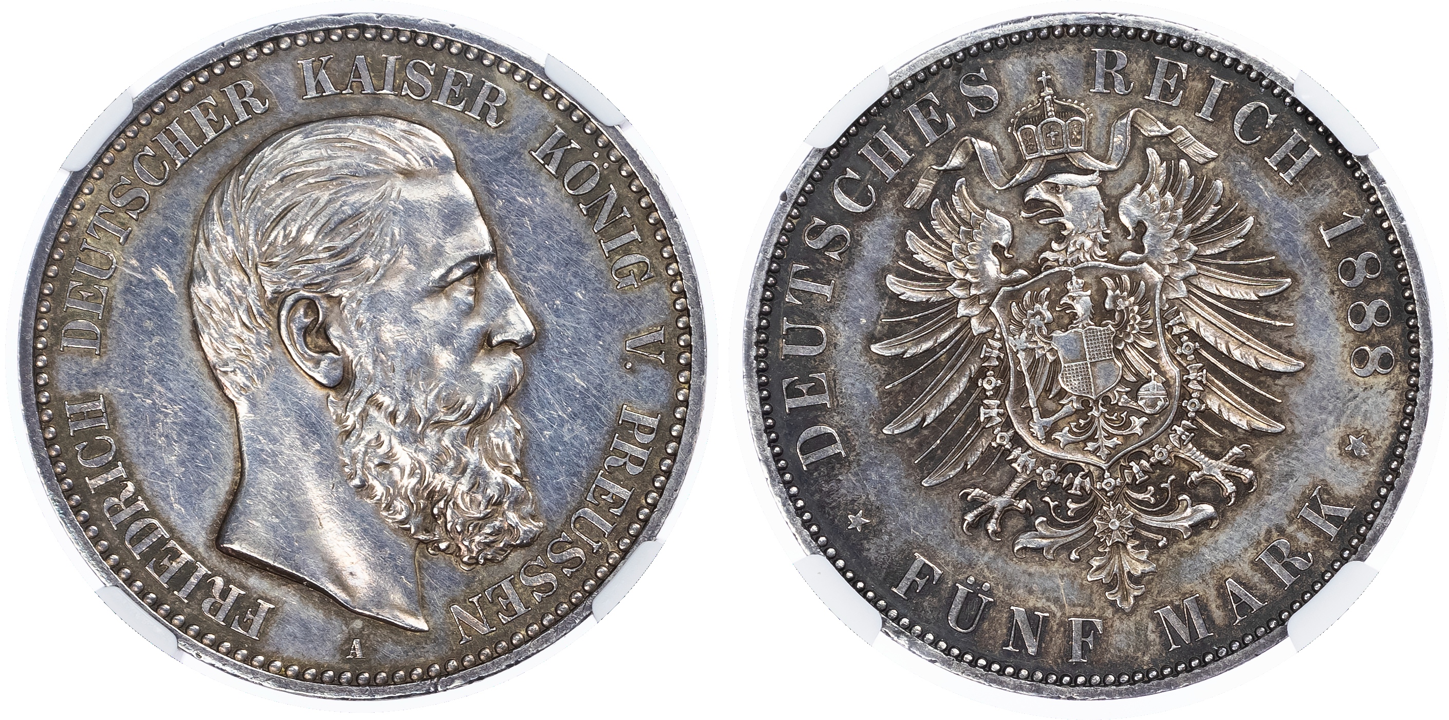 Germany, states, Prussia. Friedrich III AR 5 Marks. 1888A. 