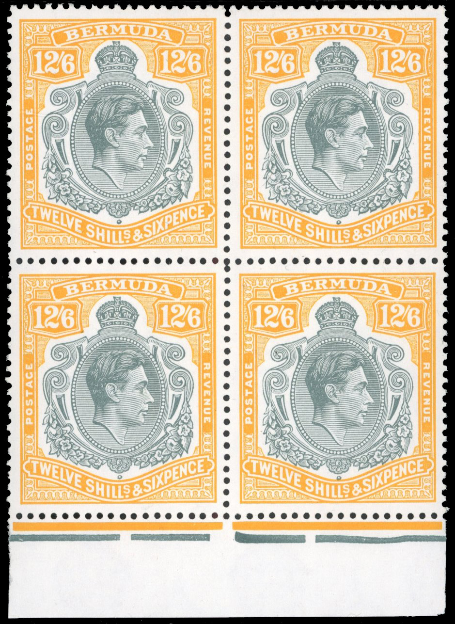 Bermuda SG 120e 1950 12/6d block mint