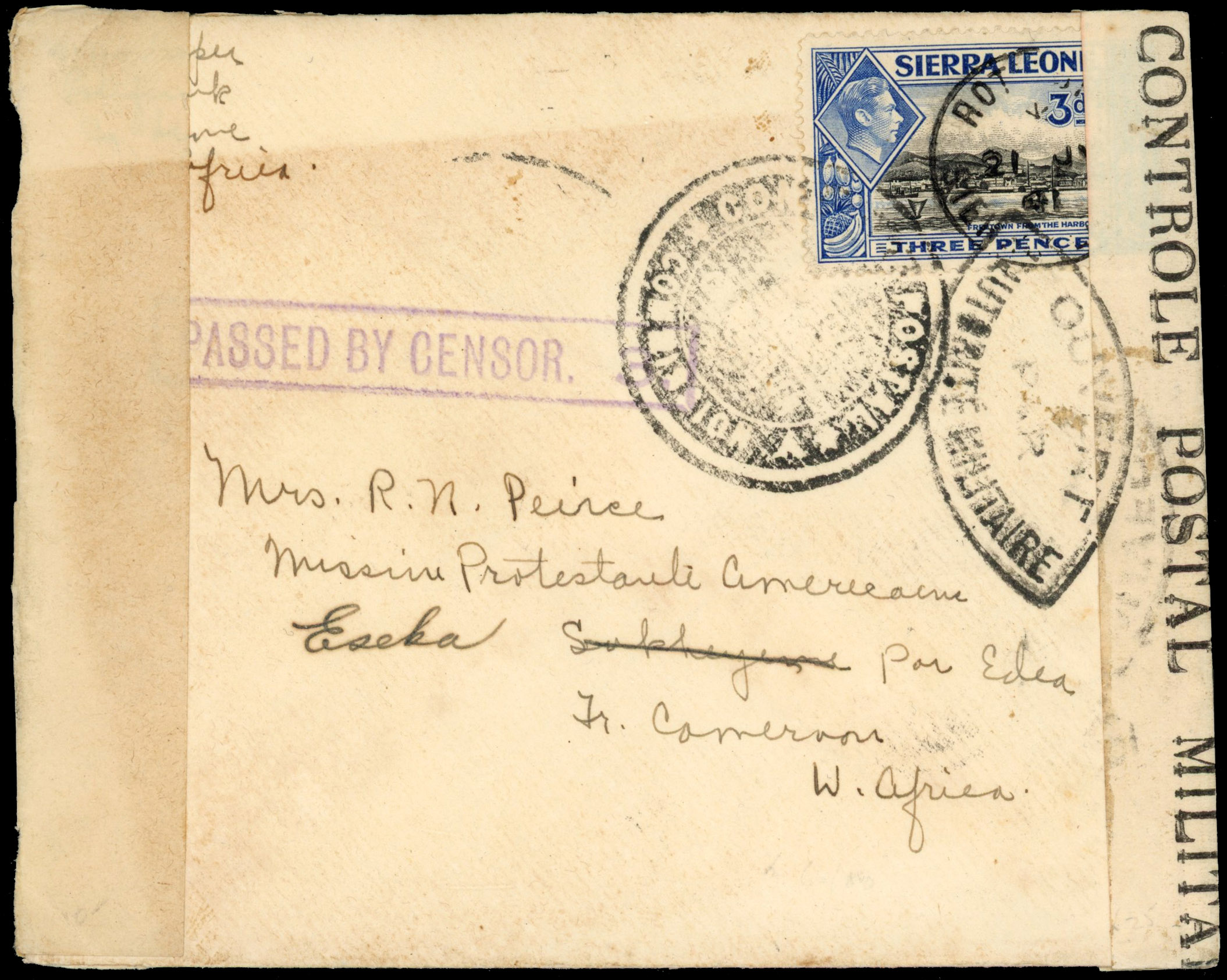 Sierra Leone 1941 Censor cover