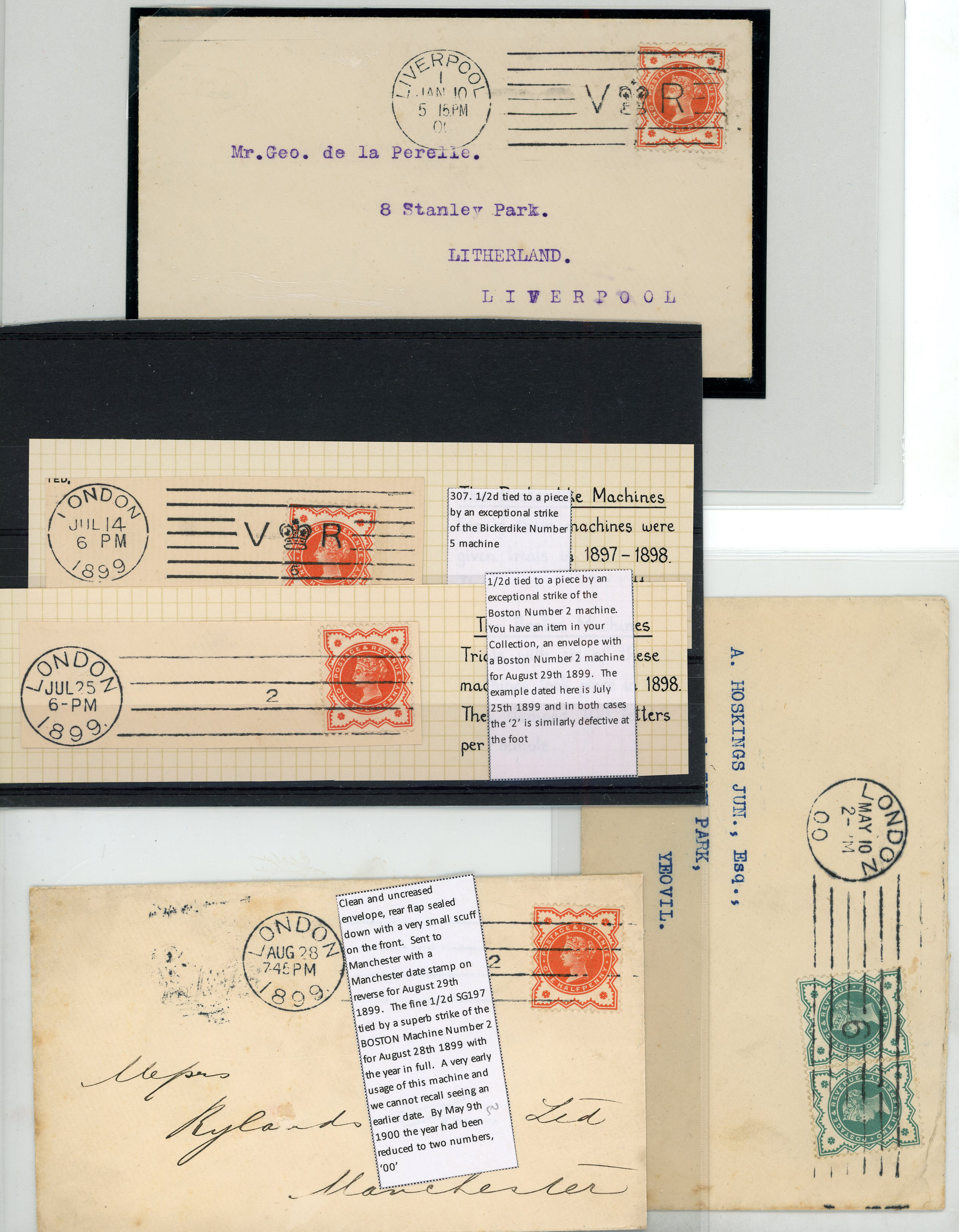 Postal History. 1887-1901 machine cancels...