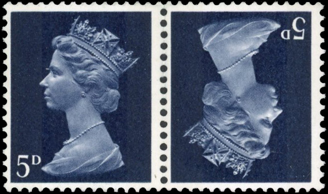 GB SG 735 1968 5d deep blue tête-bêche pair mint