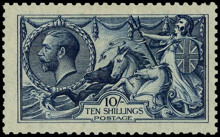 1913 10s indigo-blue, well-centred, fine o.g....