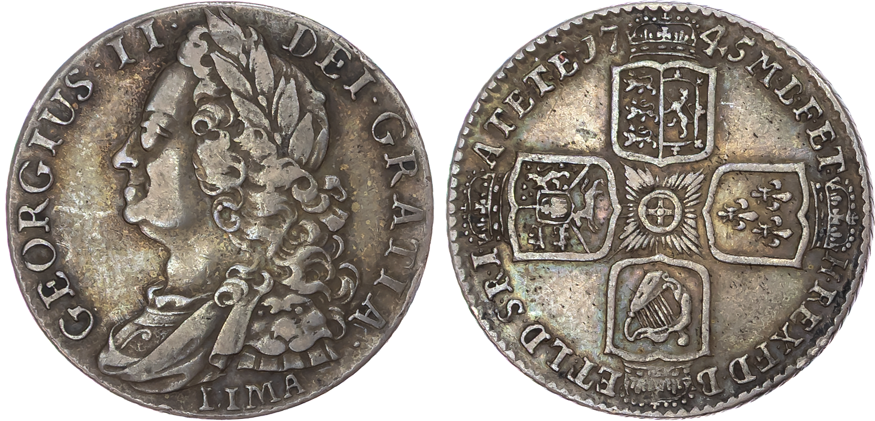 George II (1727-1760), AR Shilling, 1745.