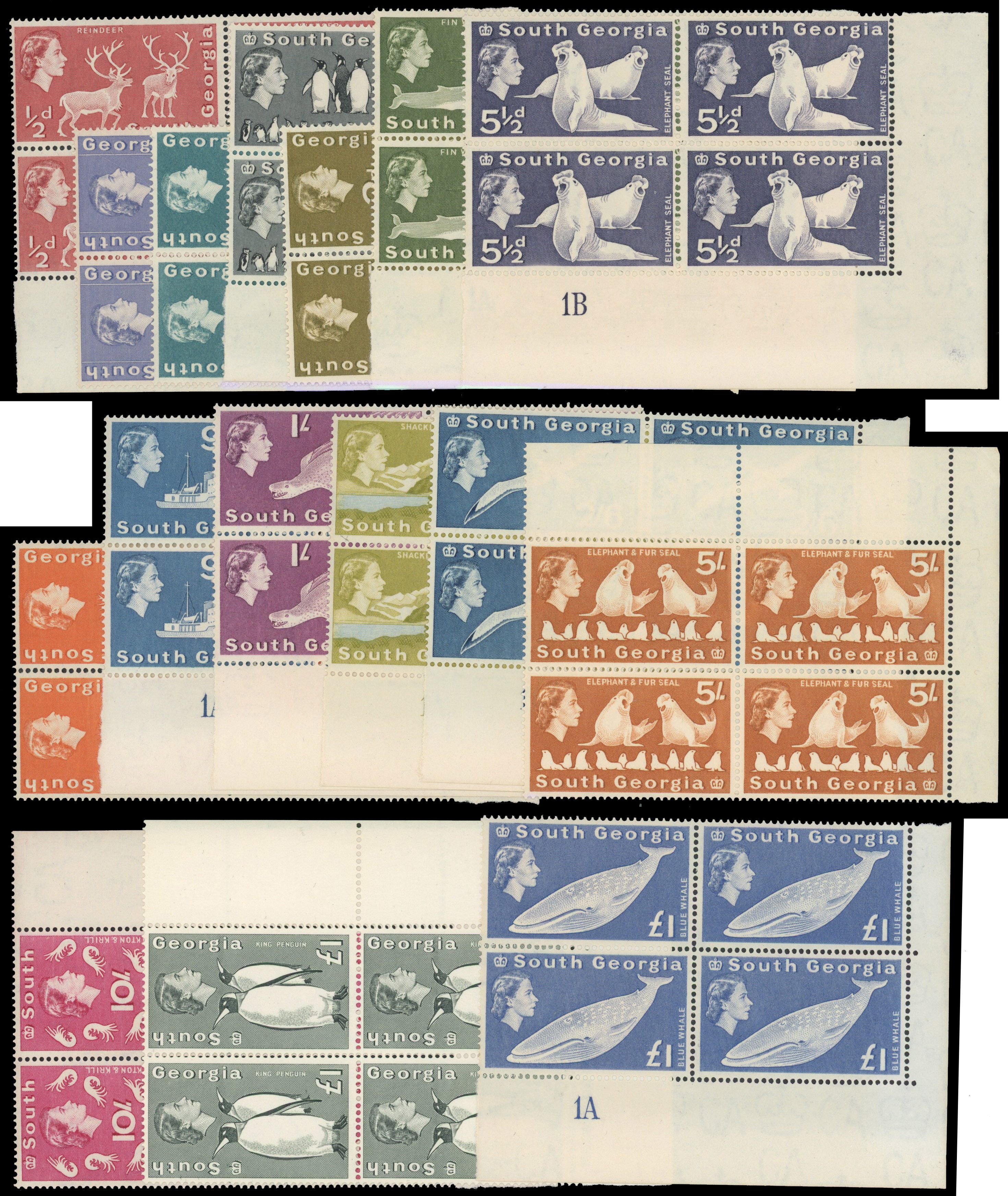 Falkland Islands South Georgia SG 1-16 blocks mint