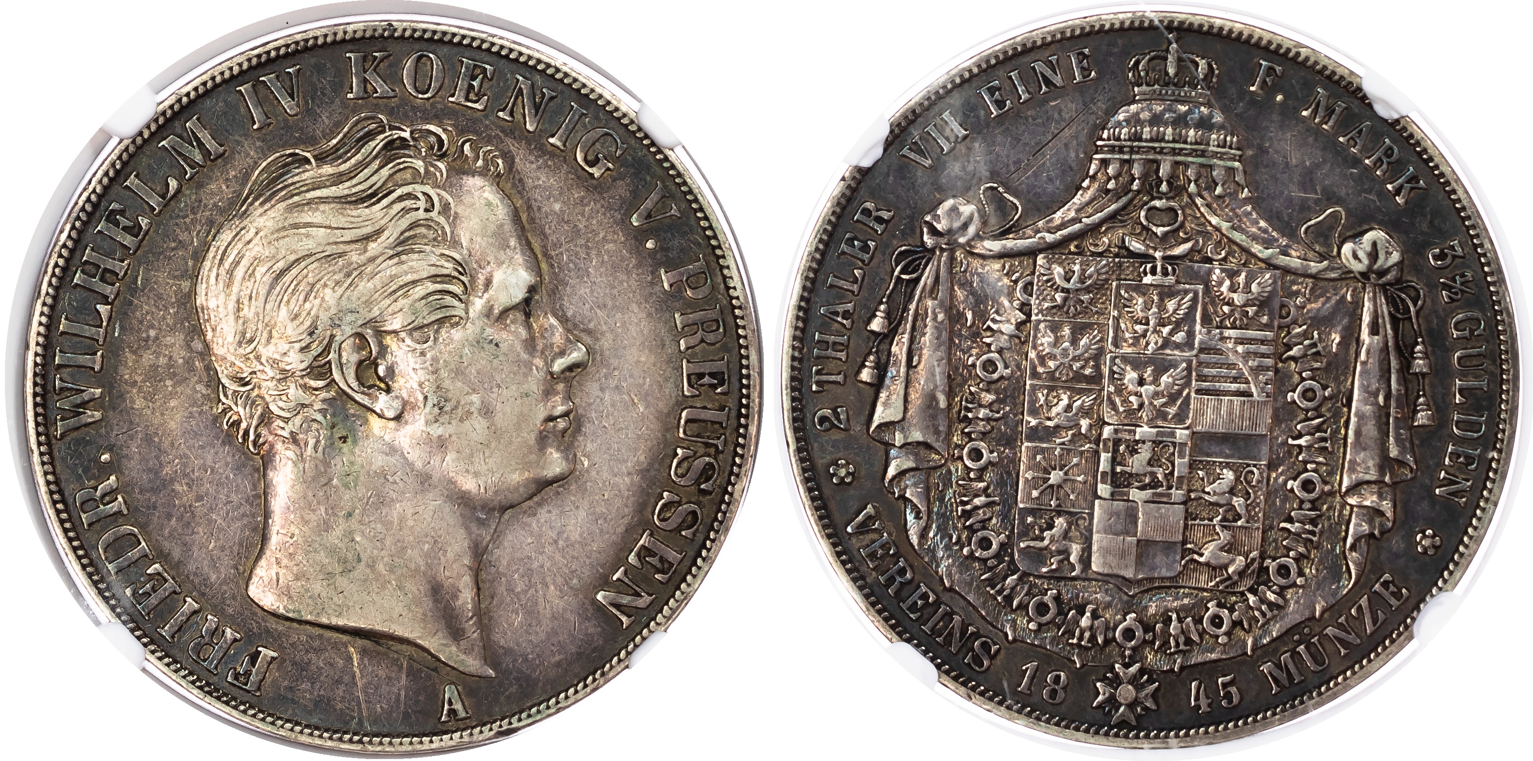 Germany, Prussia. Freidrich Wilhelm IV AG 2 Thalers. 1845A. 