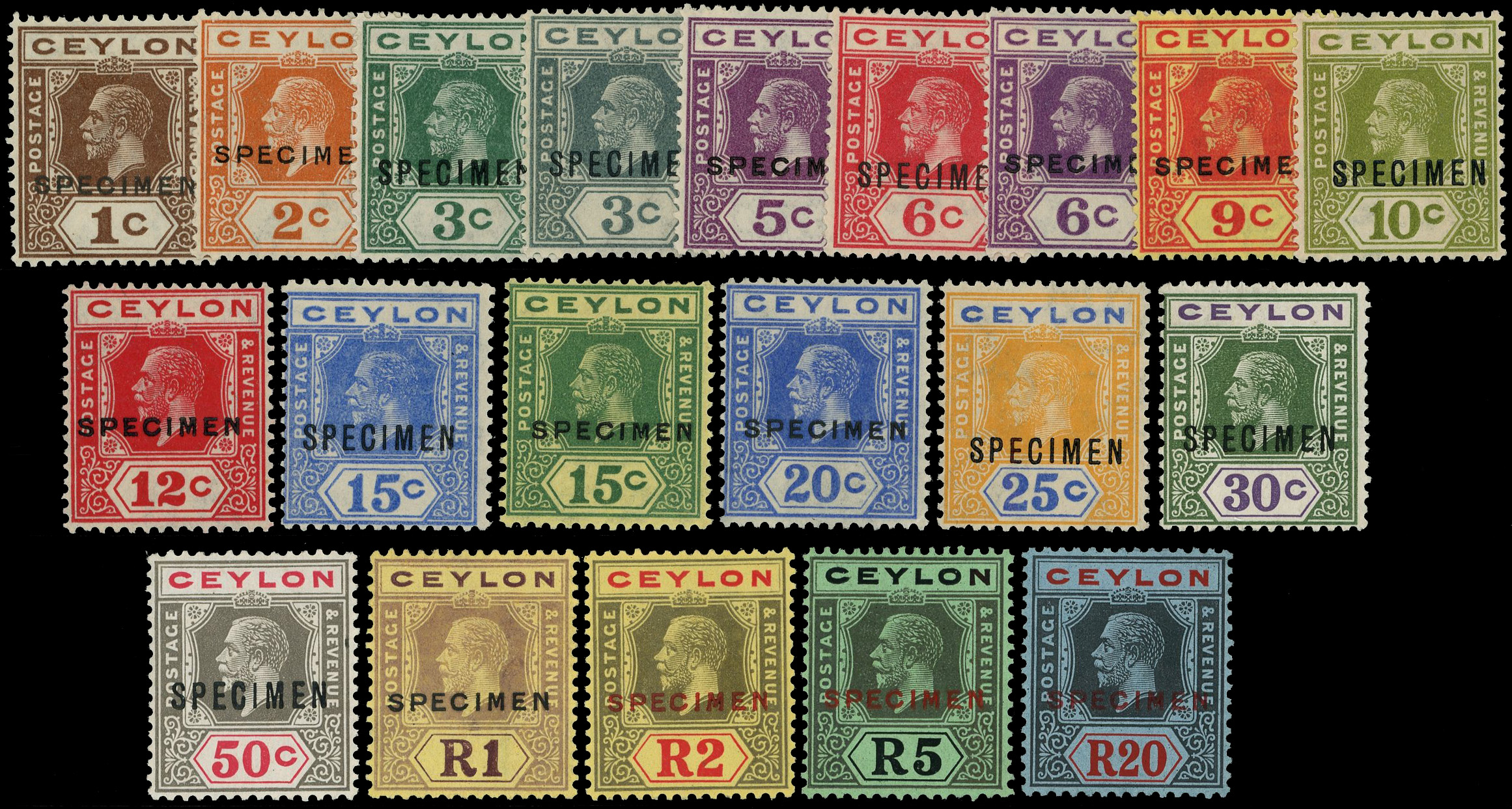 Ceylon SG 338s-357s Specimens