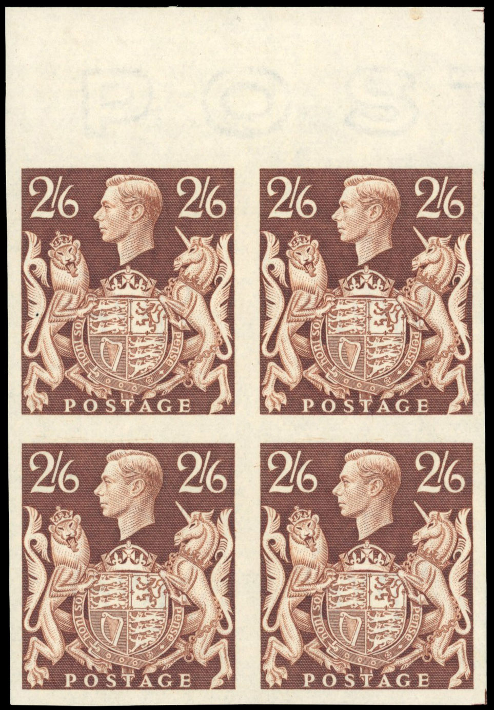 GB 1939-48 2s6d brown imprimatur block