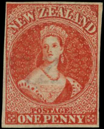 1864 1d carmine-vermilion, wmk "NZ",...