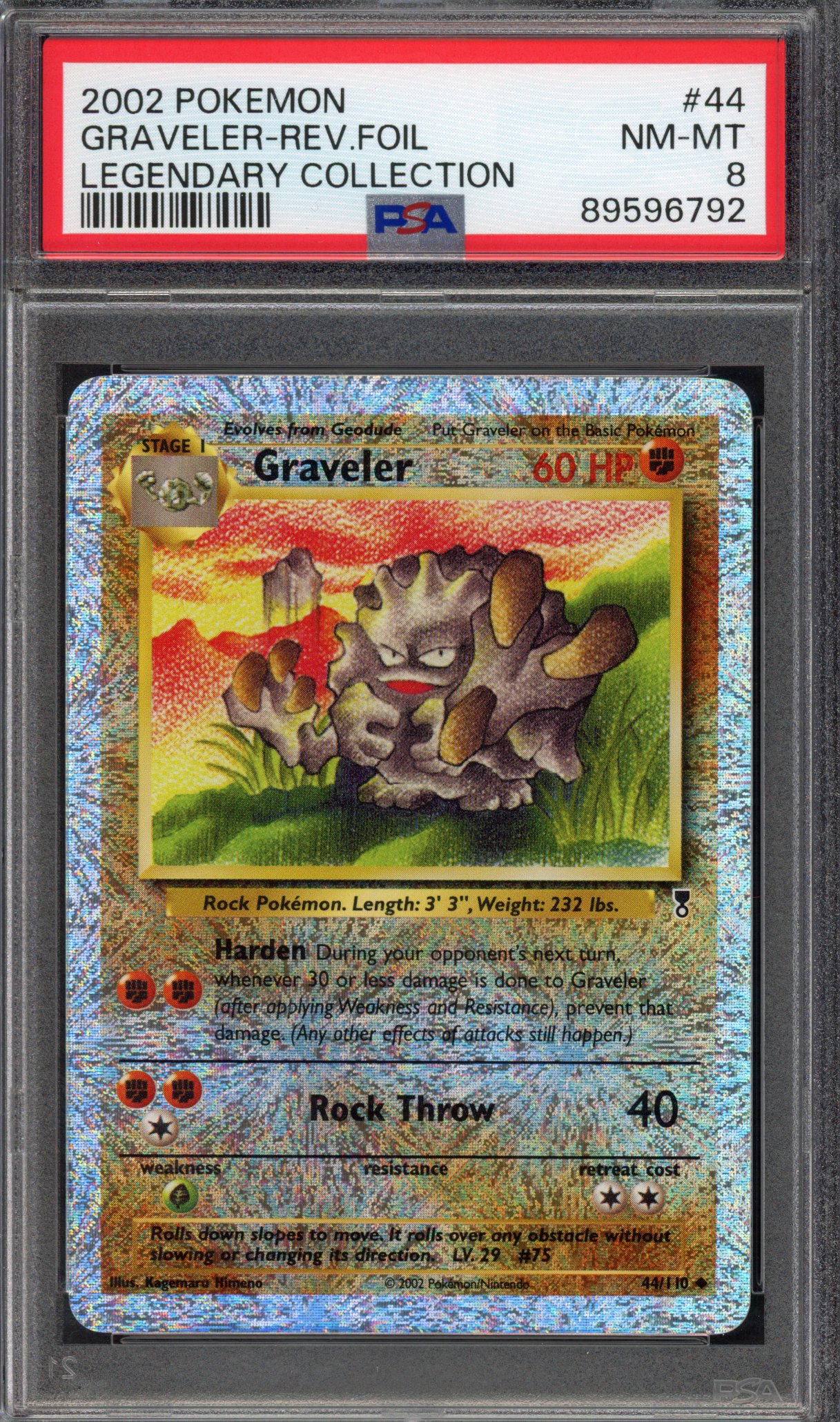 Pokémon TCG PSA 8 Graveler 44 Reverse Foil, Legendary Collection