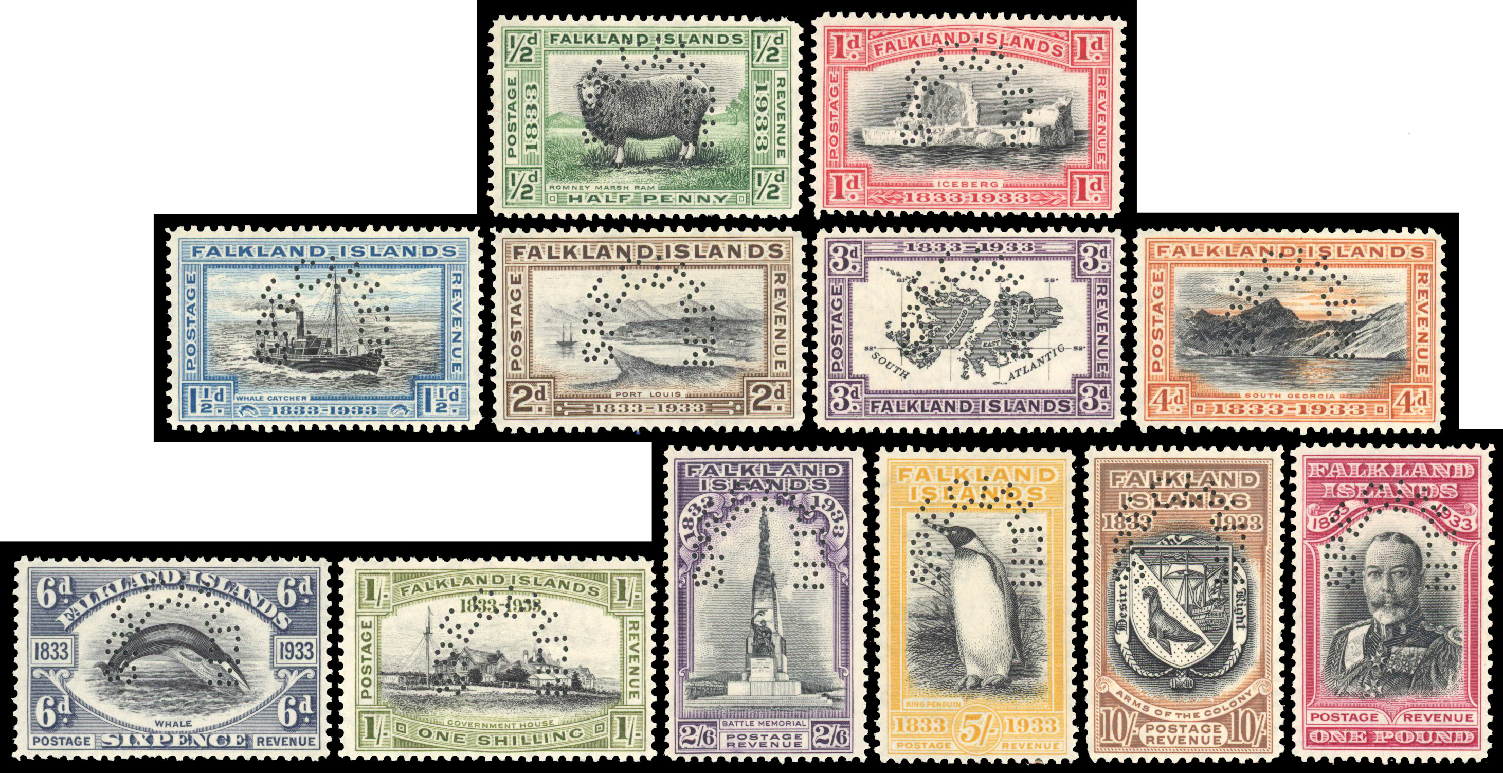 Falkland Islands Centenary SG 127s-138s Specimens