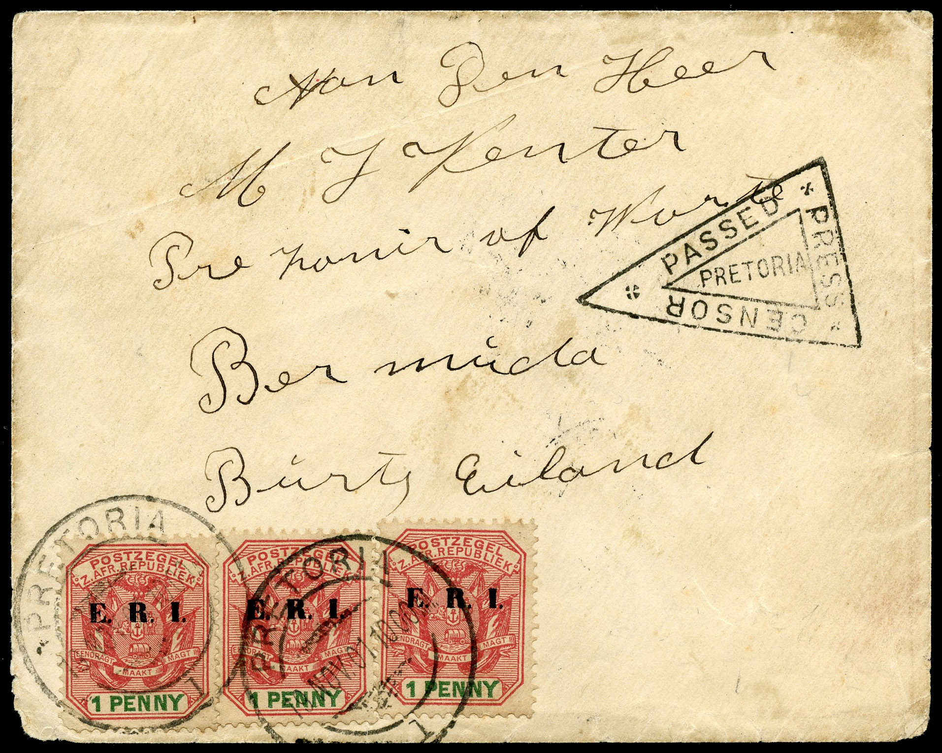 Bermuda incoming POW mail from Transvaal. ADDED TO R2000147/2 