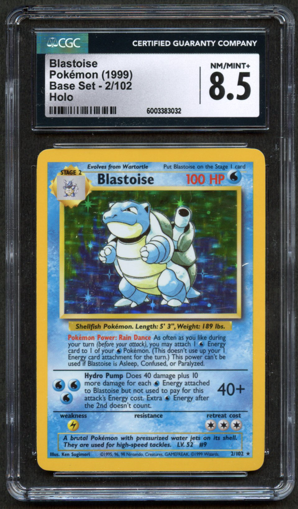 CGC 8.5 Blastoise Unlimited – Base Set (1999)