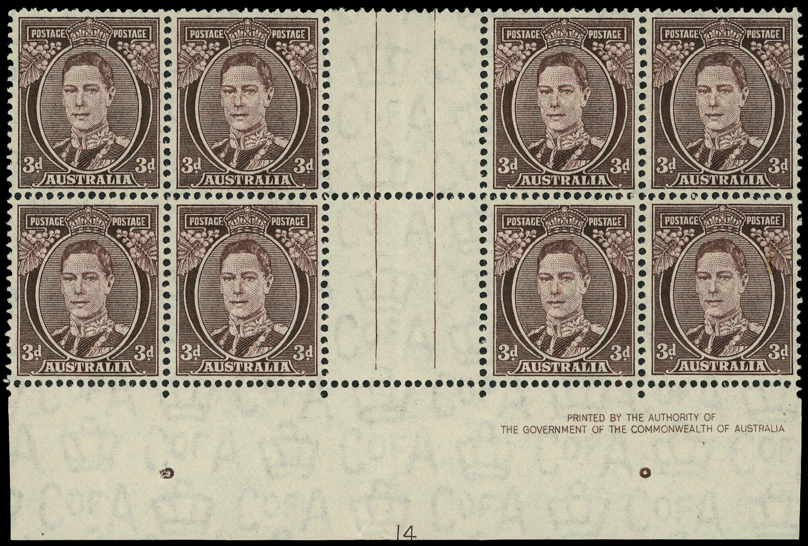 Australia SG 187 Plate 14 block mint