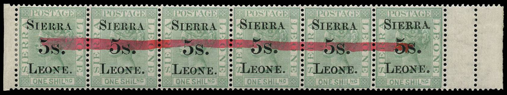 SIERRA LEONE 1884 (PFISCAL) Horizontal strip.