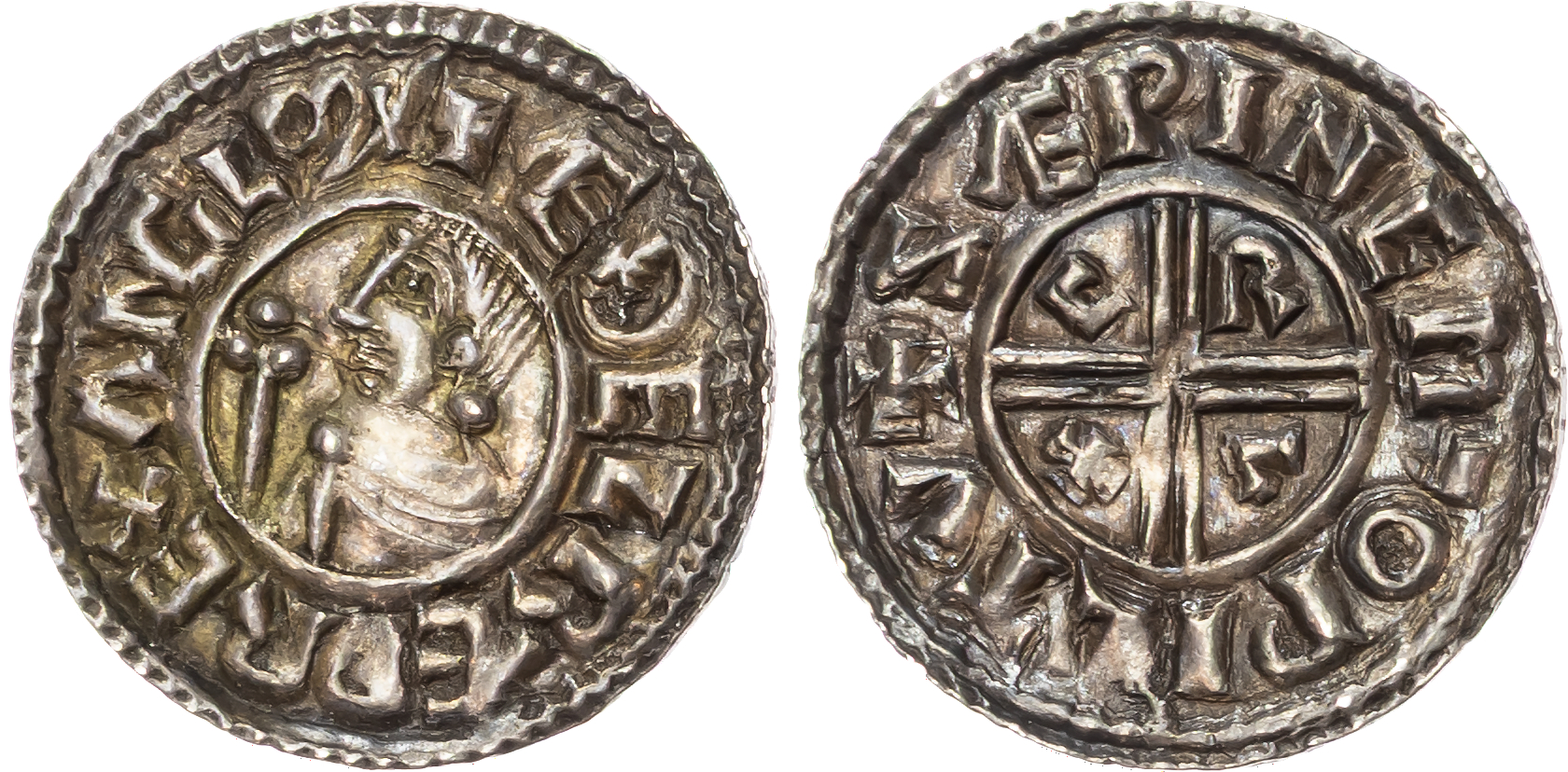 Aethelred II (978-1016) Penny, Crux type (c. 991-997), Wilton mint, moneyer SAEWINE.