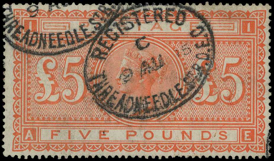 1867-83 Watermark Anchor, £5 orange...