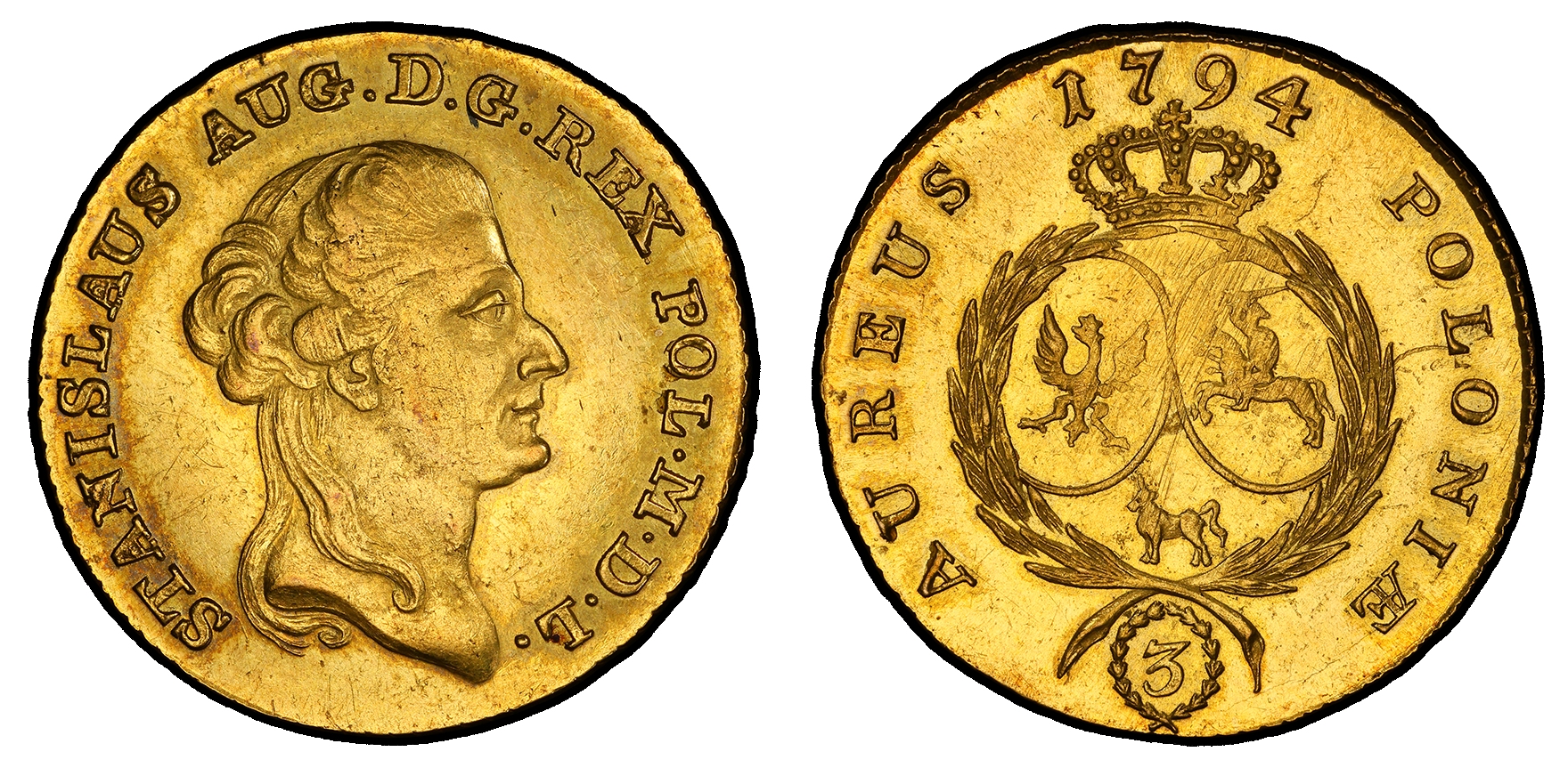 Poland, Stanislaw II August Poniatowski (1764‑1795), gold 3 Ducats, 1794.