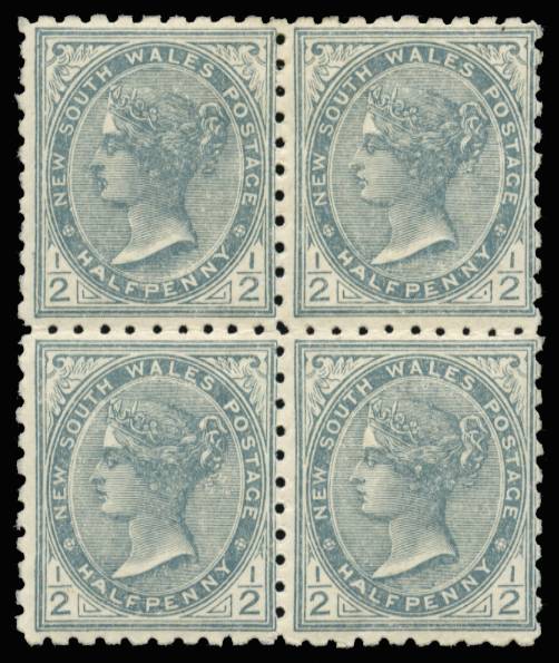 NEW SOUTH WALES SG271 1892-99 ½d GREY PERF 10 BLOCK 4 O.G.