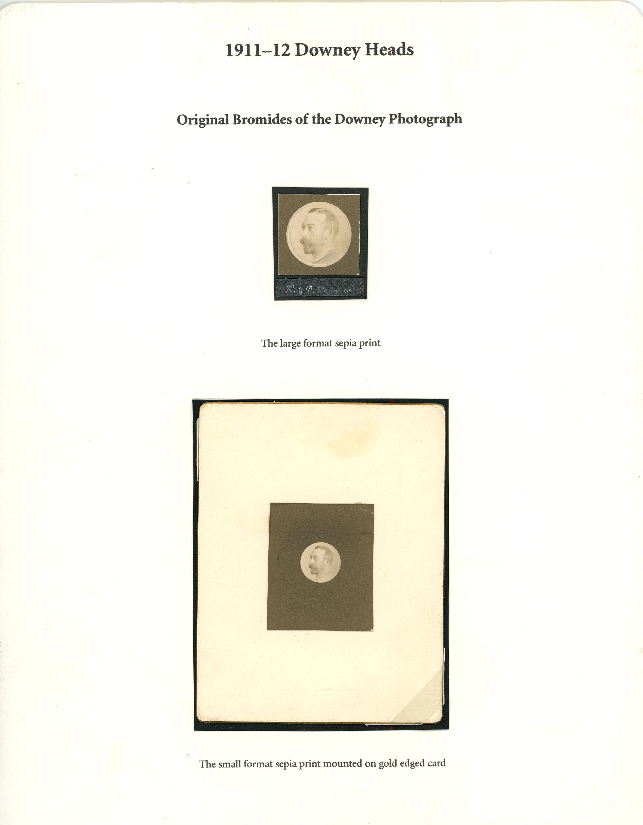 1911-12 original bromide, large format sepia print, of the Downey head photograph of the King's portrait