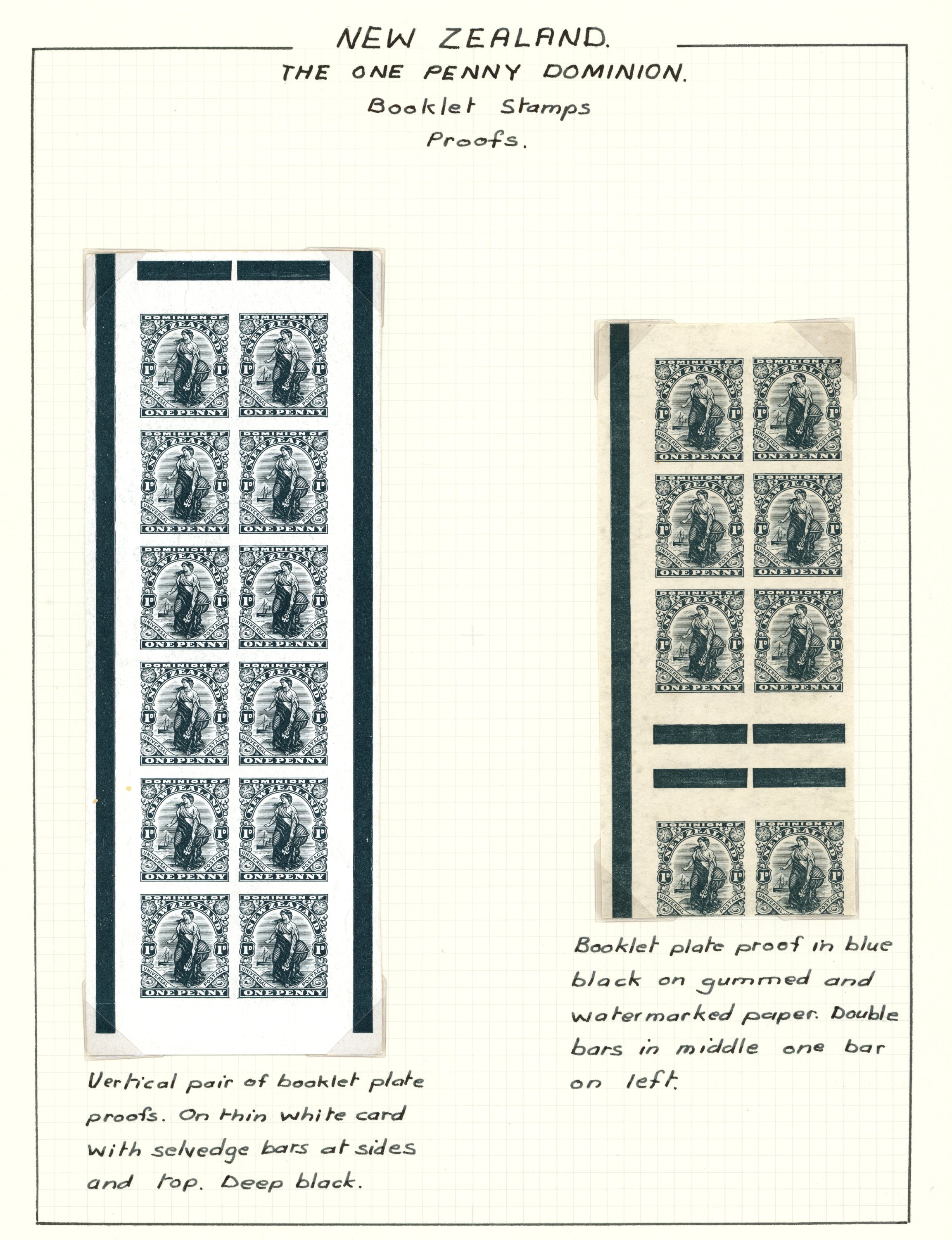 1915 1d Dominion booklet pane proofs, range...