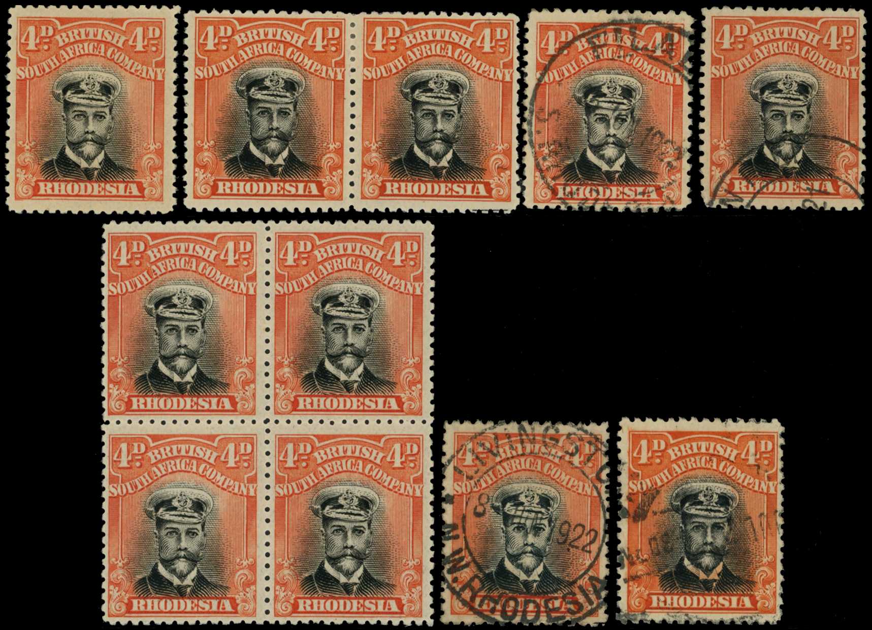 1918-21 4d Head Die IIIB, toned paper, perf...