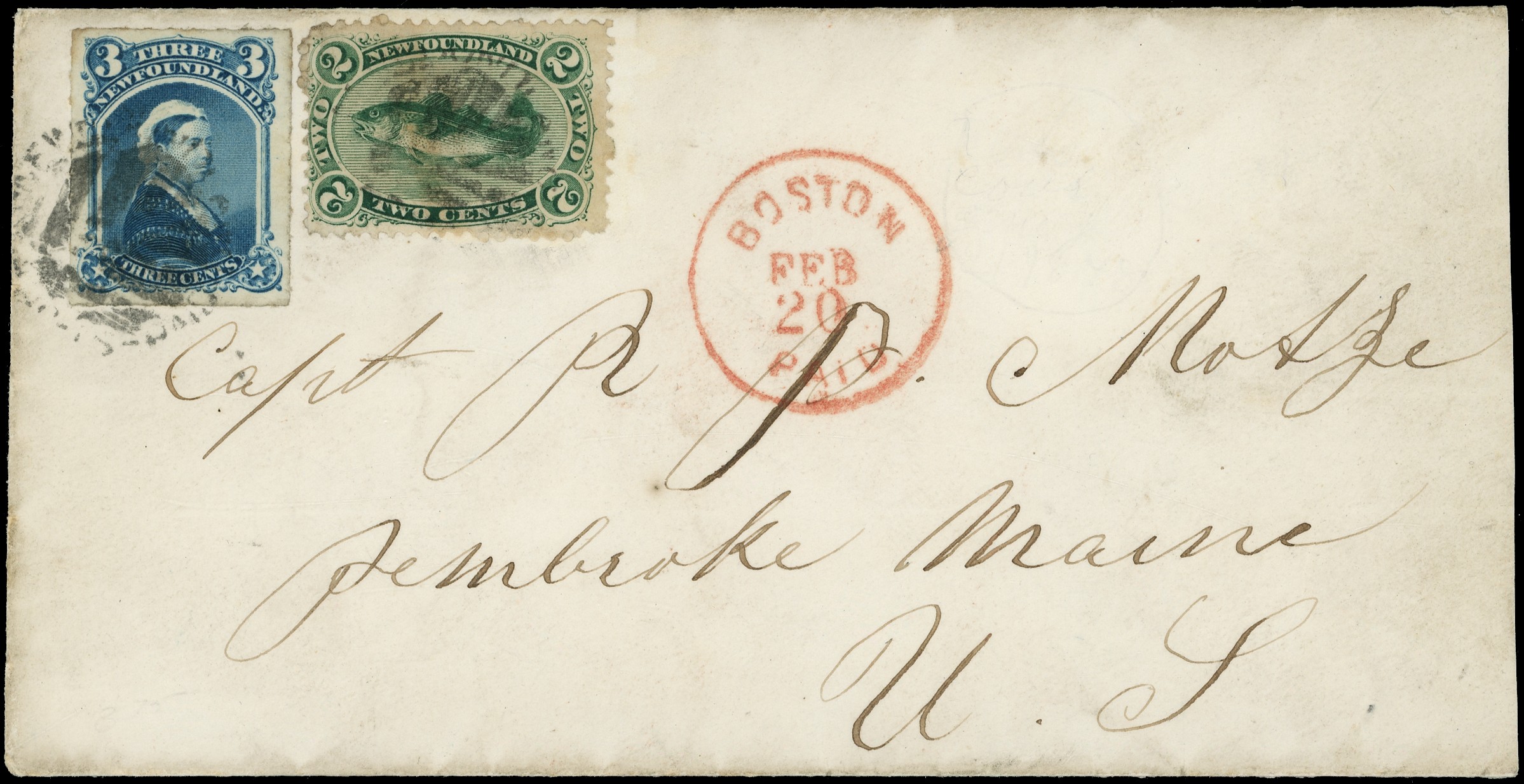 Newfoundland 1876 cover to United States SG...