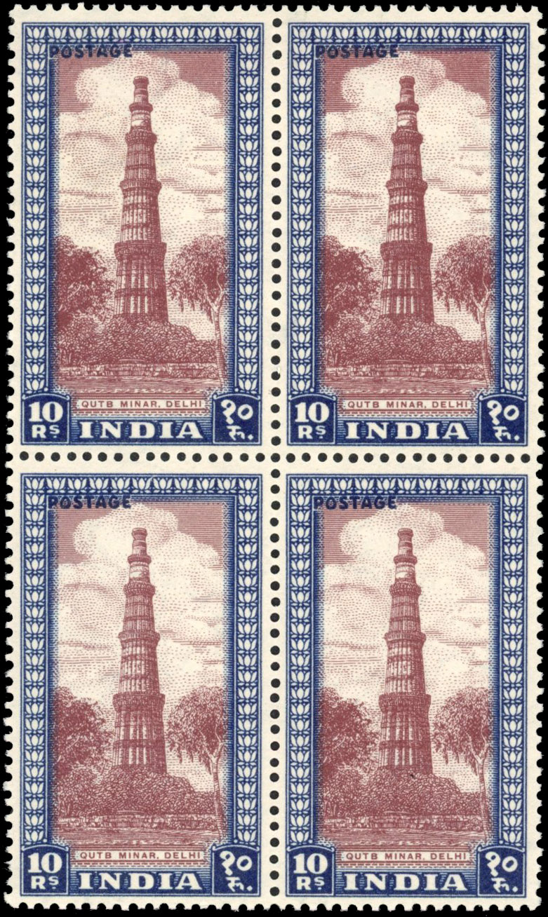 India SG 323 1949 10r block mint 