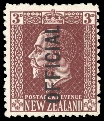 New Zealand 1915-34 official 3d perf 14 variety No stop