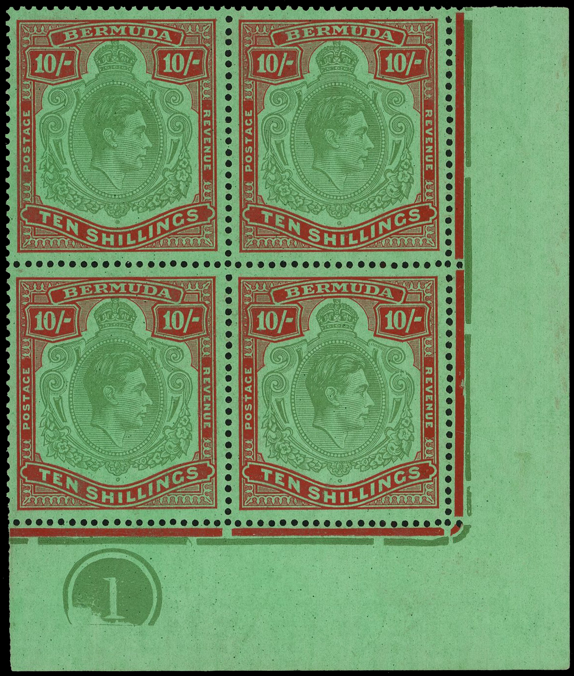 Bermuda SG 119c, ce Plate block mint