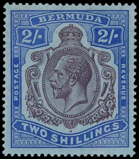 1918-22 2/- purple and blue on blue,...