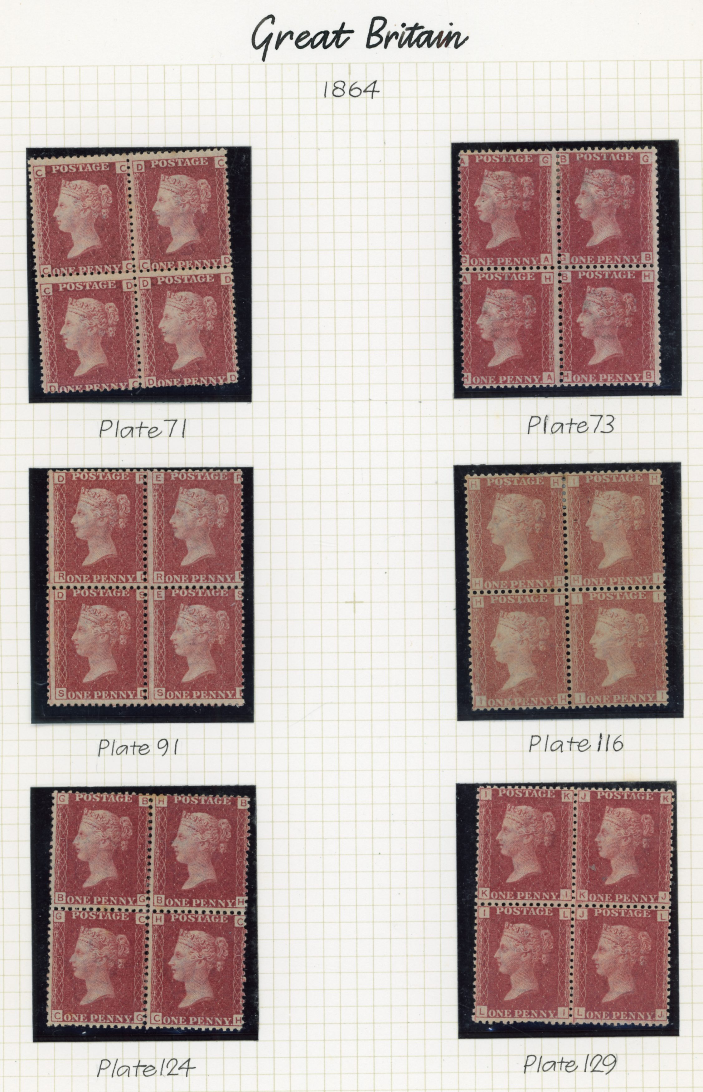 Great Britain 1864-79 mint 1d red collection