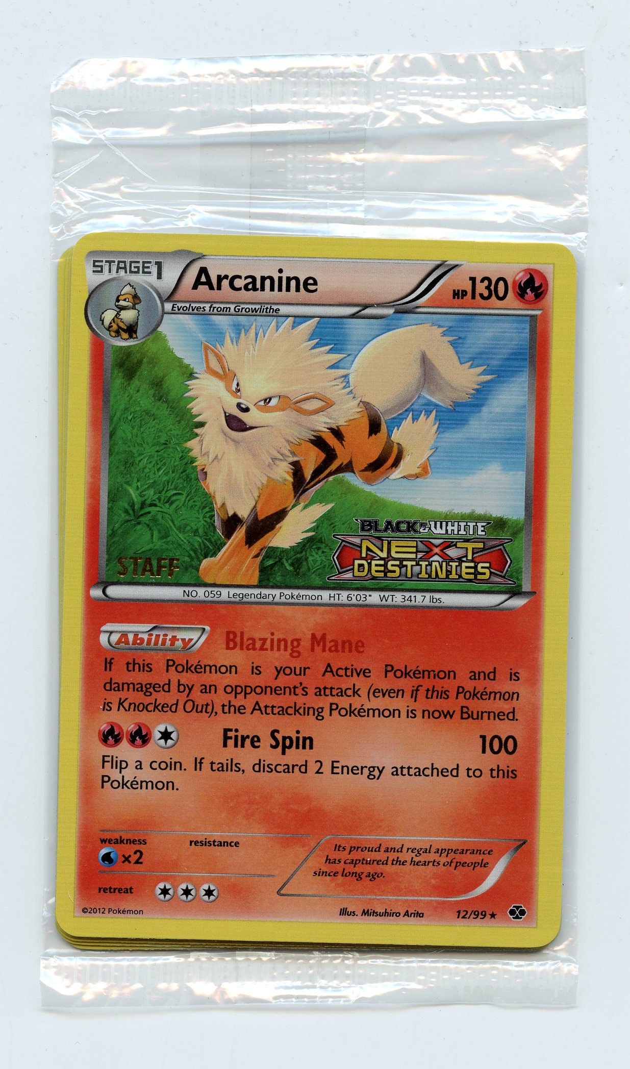 Arcanine #12 Prerelease Staff Promo Sealed Pack (x4 copies)