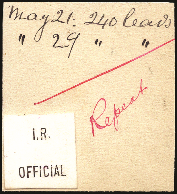 1897 I.R. Official (Type L1) striking book piece
