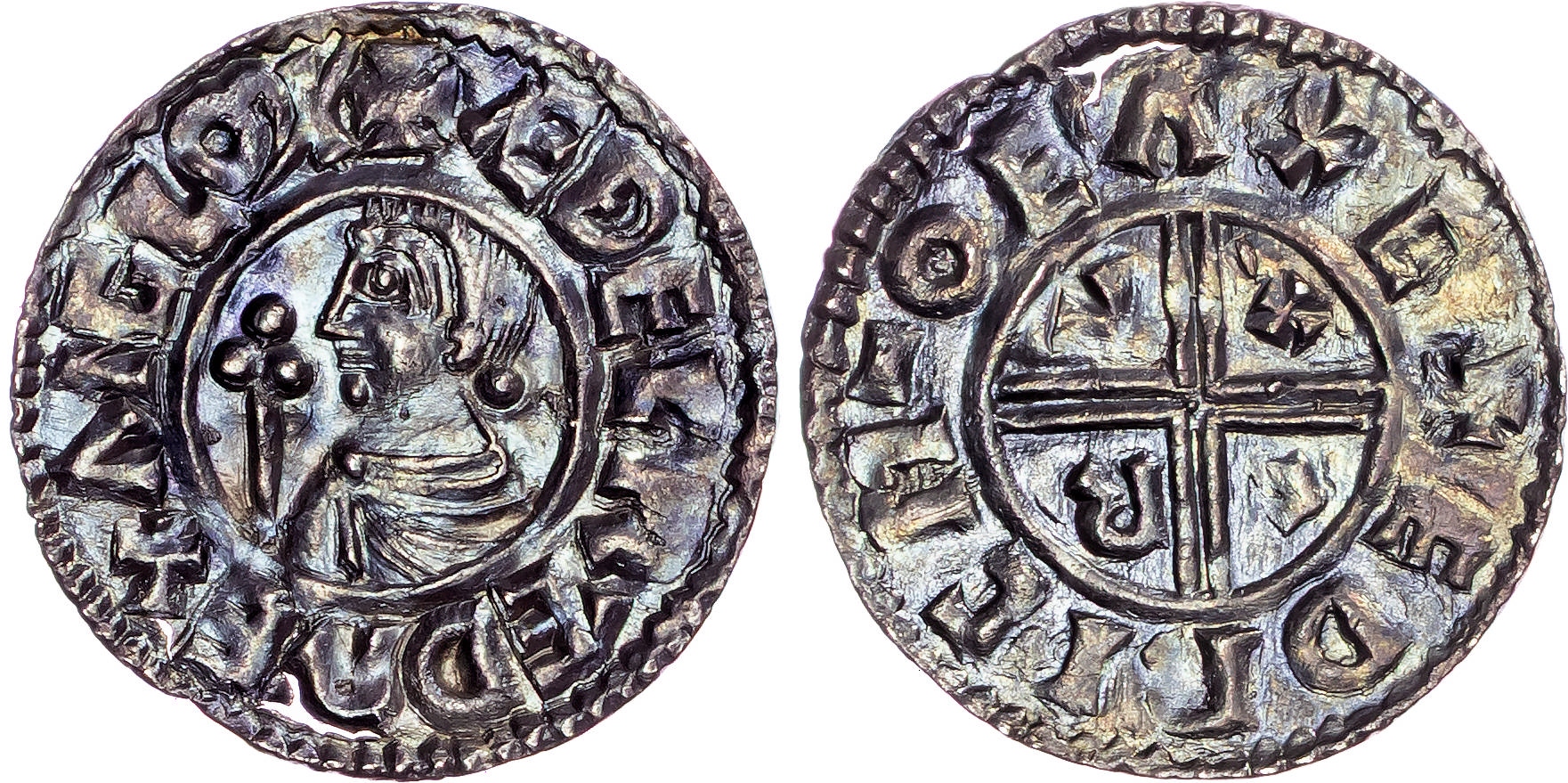 Aethelred II (978-1016), AR Penny, Crux type (c. 991-997), Exeter mint, Edric as moneyer.