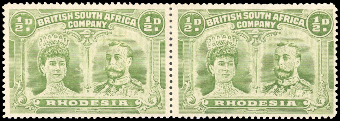 Rhodesia 1910-13 ½d apple-green perf 15